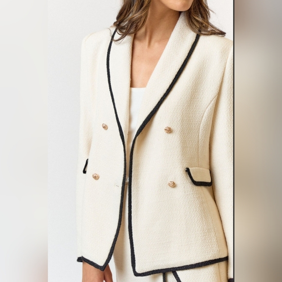 #516 FLASH SALE 🛑188 S,M,L HIGH END Boucle Double Breasted Blazer+Skort 2pc Set - Picture 3 of 8